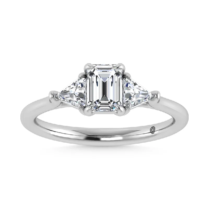 Women’s diamond band engagement rings-14K White Gold Lab Grown Diamond 1 1/4 Ct.Tw. Three Stone Ring (Center 3/4 ct)