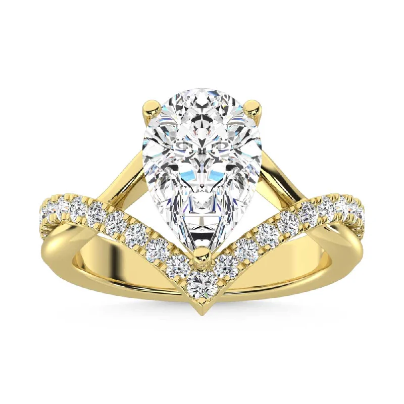 Women’s trendy engagement rings-14K Yellow Gold Lab Grown Diamond 3 1/3 Ct.Tw. Pear Shape Ring