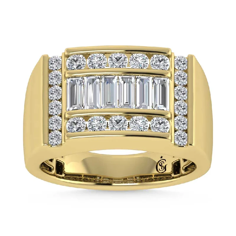 Women’s silver engagement rings-14K Yellow Gold  1 5/8 Ct.Tw. Lab Grown Diamond Mens Ring