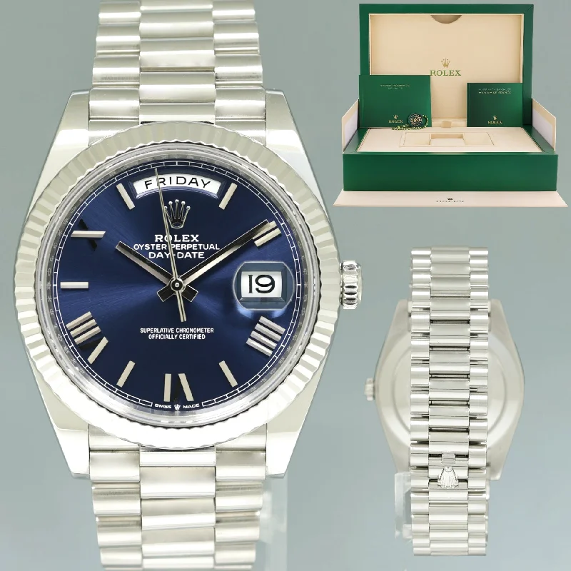 Unisex sports activity watches-2024 NEW Rolex Platinum President Blue Roman Day Date 40mm 228236 Watch Box