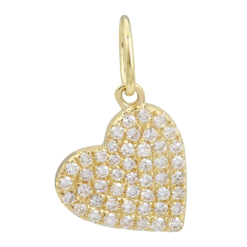 Women’s cushion-cut diamond engagement rings-14K Yellow Gold Diamond Heart Dangle Charm