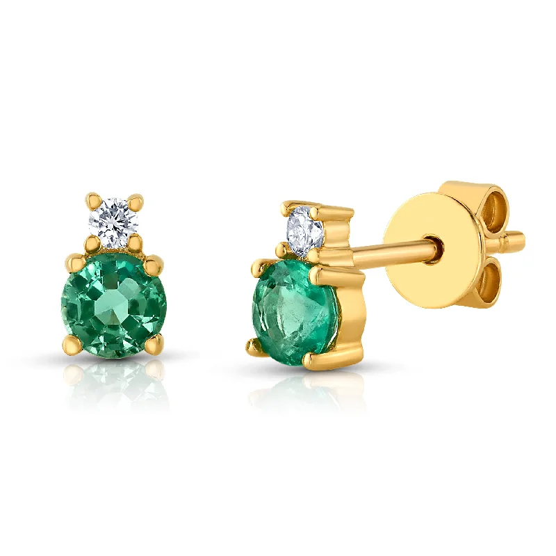 Women’s fancy colored diamond engagement rings-GRACE EMERALD & DIAMOND STUDS