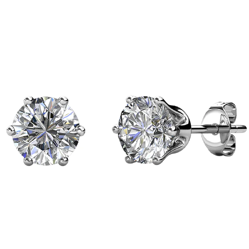 Women’s infinity earrings-April Birthstone Earrings 18k White Gold Plated Stud Earrings with 1CT Swarovski Crystals