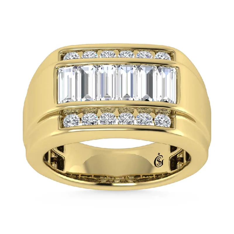 Women’s unique engagement rings-14K Yellow Gold Lab Grown Diamond 1 7/8 Ct.Tw.  Diamond Mens Ring