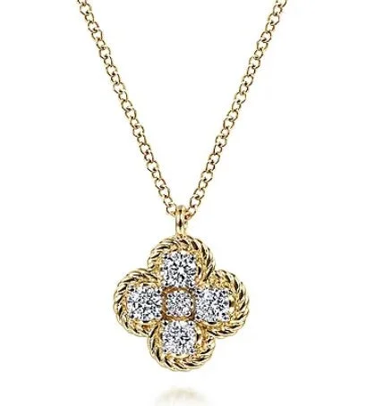 Women’s sparkling necklaces-14K Yellow Gold Rope Diamond Pendant Necklace