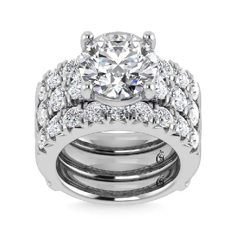 Women’s halo sapphire engagement rings-14K White Gold Lab Grown  Diamond 8 Ct.Tw. Bridal Ring