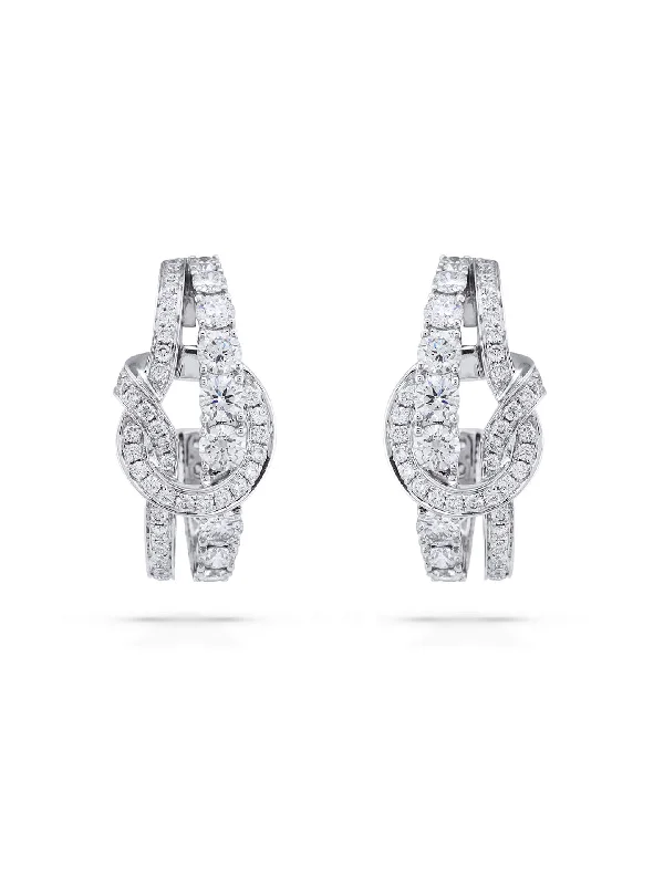 Women’s diamond earrings-The Knot Large White Gold Diamond Earrings