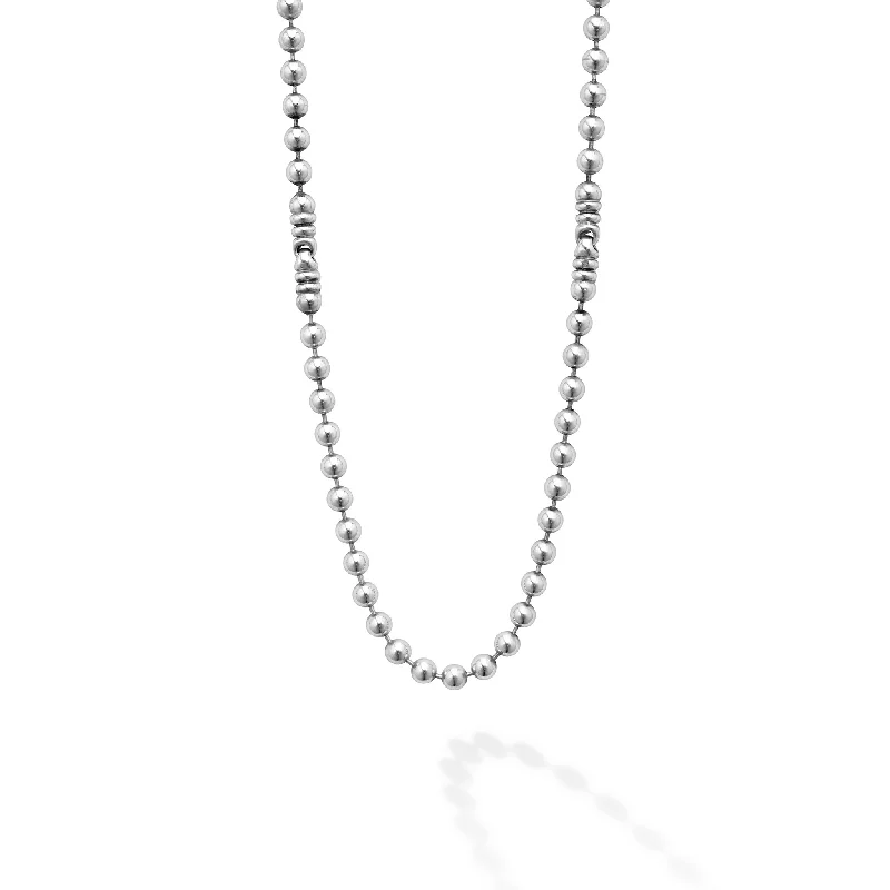 Women’s bold necklaces-Anthem Silver Station Caviar Beaded Necklace