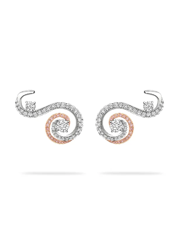 Women’s sapphire earrings-Monaco Pink and White Diamond Earrings