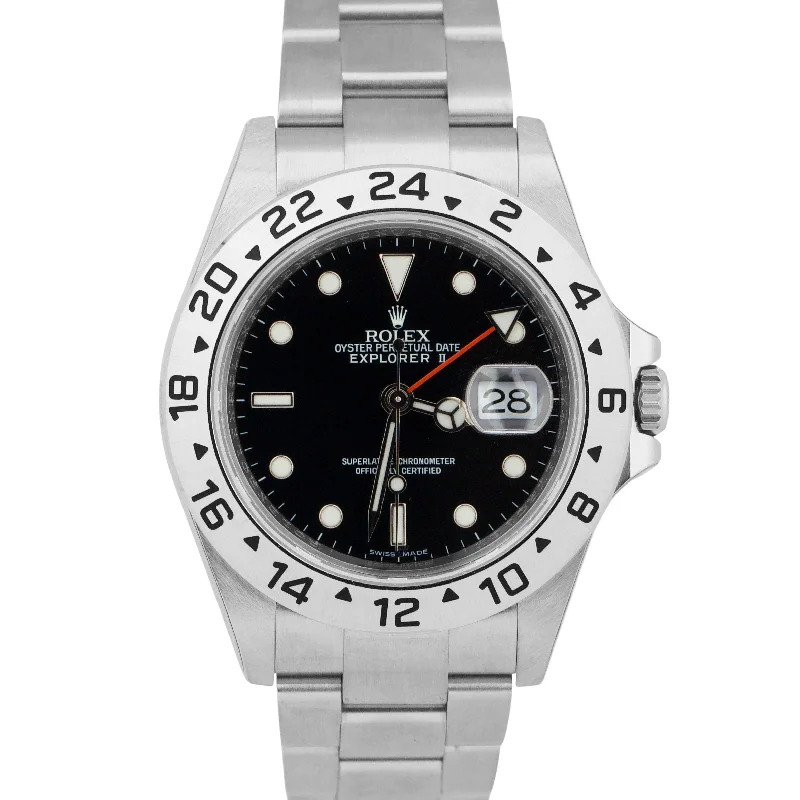 Unisex wrist watches-NEW STICKERED Rolex Explorer II 40mm BLACK Steel REHAUT 3186 Watch 16570 BOX