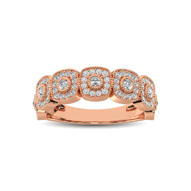 Women’s modern engagement rings-14K Rose Gold 5/8 Ct.Tw. Diamond Stackable Band