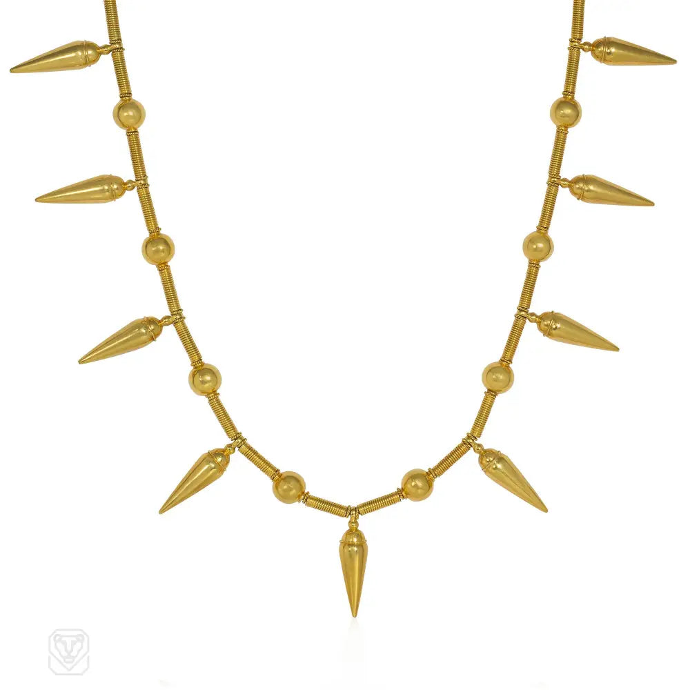 Women’s classic necklaces-Modern Castellani Etruscan Revival gold necklace