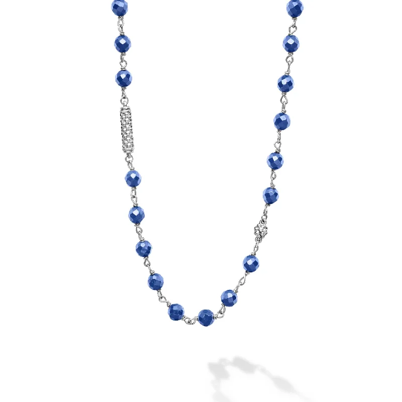 Women’s rose gold pendant necklaces-Caviar Icon Long Ultramarine Ceramic Beaded Necklace