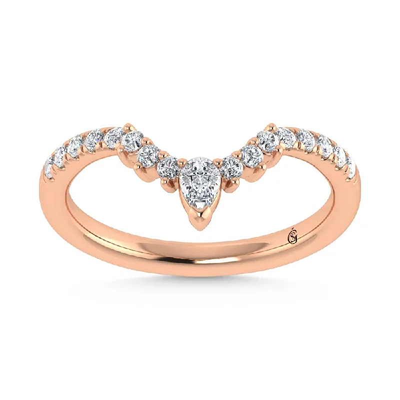 Women’s moissanite diamond engagement rings-14K Rose Gold  1/3 Ct.Tw. Lab Grown Diamond Chevron Band