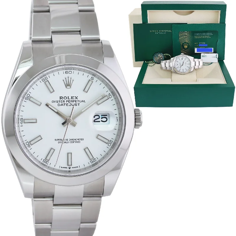 Unisex durable watches-2022 NEW PAPERS Rolex DateJust 41mm 41 Steel 126300 White Stick Oyster Watch Box