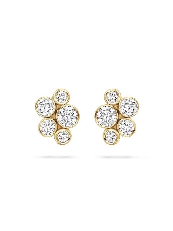 Women’s classic hoop earrings-Raindance Classic Cluster Yellow Gold Stud Earrings