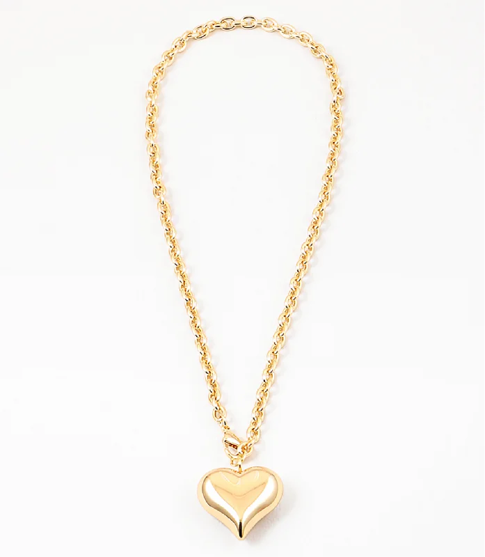 Women’s monogrammed necklaces-Puffy Heart Necklace