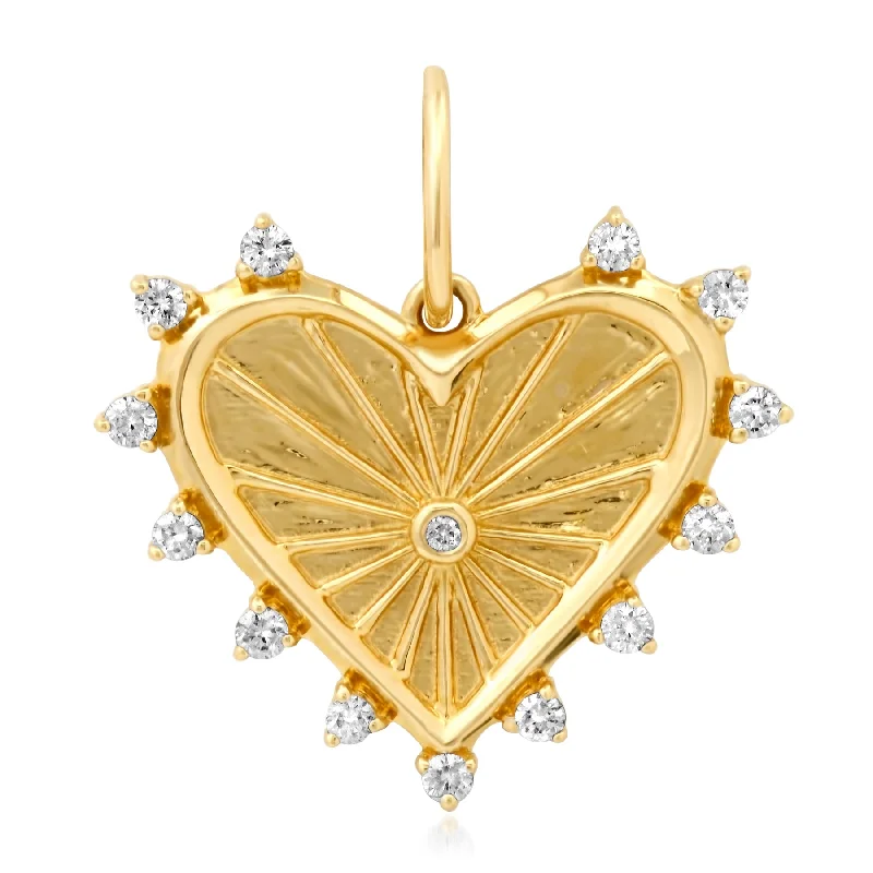 Women’s cushion-shaped engagement rings-INNER LIGHT FLUTED DIAMOND HEART, 14kt GOLD