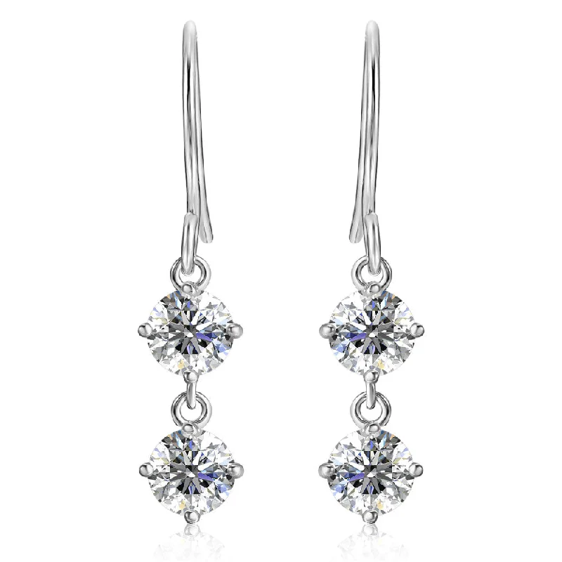 Women’s rhinestone earrings-Moissanite by Cate & Chloe Talia Sterling Silver Dangle Earrings with Moissanite Crystals