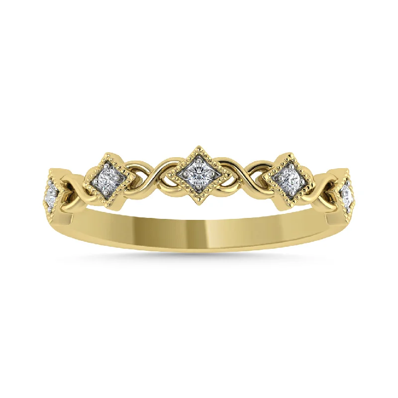 Women’s fancy colored diamond engagement rings-Diamond 1/10 Ct.Tw. Stack Band in 10K Yellow Gold