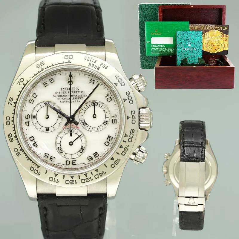 Unisex titanium watches-MINT Rolex Daytona White Gold 116519 White Mother of Pearl MOP Watch Box