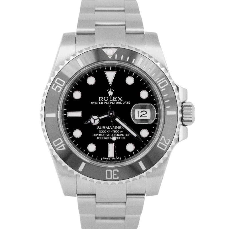 Unisex fitness trackers-MINT PAPERS Rolex Submariner Date 40mm Black Ceramic Stainless 116610 LN BOX