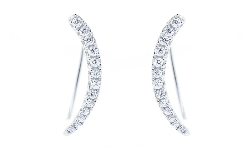 Women’s fashion hoop earrings-Camila 18k White Gold Plated Sterling Silver Ear Climber Earrings with Simulated Diamond Crystals