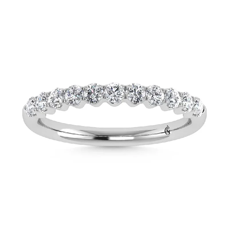 Women’s vintage-inspired engagement rings-14K White Gold Lab Grown Diamond 1/2 Ct.Tw. Band