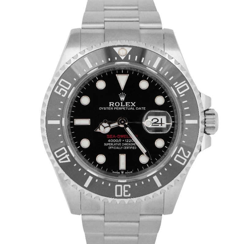 Unisex solar-powered wristwatches-MINT PAPERS Rolex Sea-Dweller Mark II 50th-Anniversary Red Steel 43mm 126600 BOX