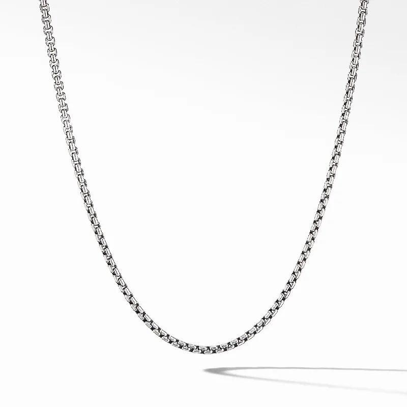 Women’s heart-shaped gemstone necklaces-Box Chain Necklace in Sterling Silver\, 2.7mm