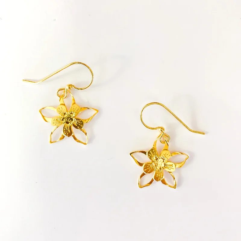 Women’s sparkling earrings-Columbine Flower Earrings