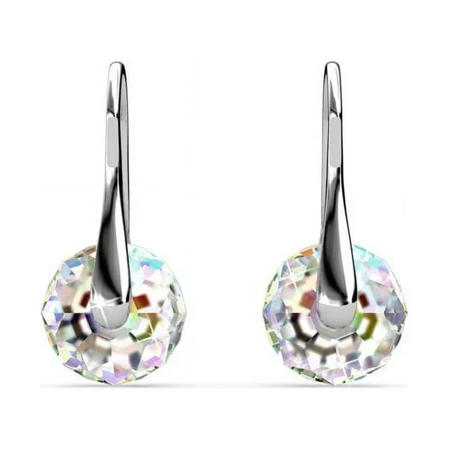 Women’s fashion earrings-Destiny 18k White Gold Plated Drop Earrings with Swarovski Crystals