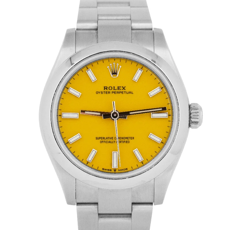 Unisex titanium watches-2021 NEW PAPERS Rolex Oyster Perpetual YELLOW 31mm Steel Watch Oyster 277200 BOX