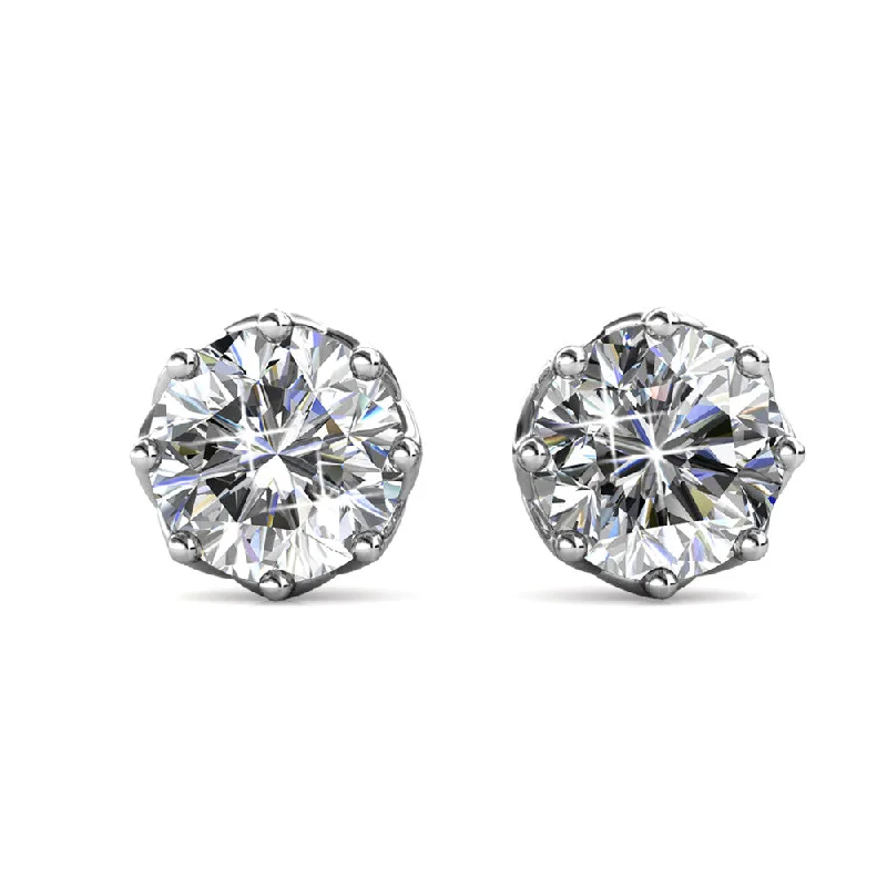 Women’s statement earrings-Eden 18k White Gold Plated Crystal Stud Earrings with Swarovski Crystal for Women