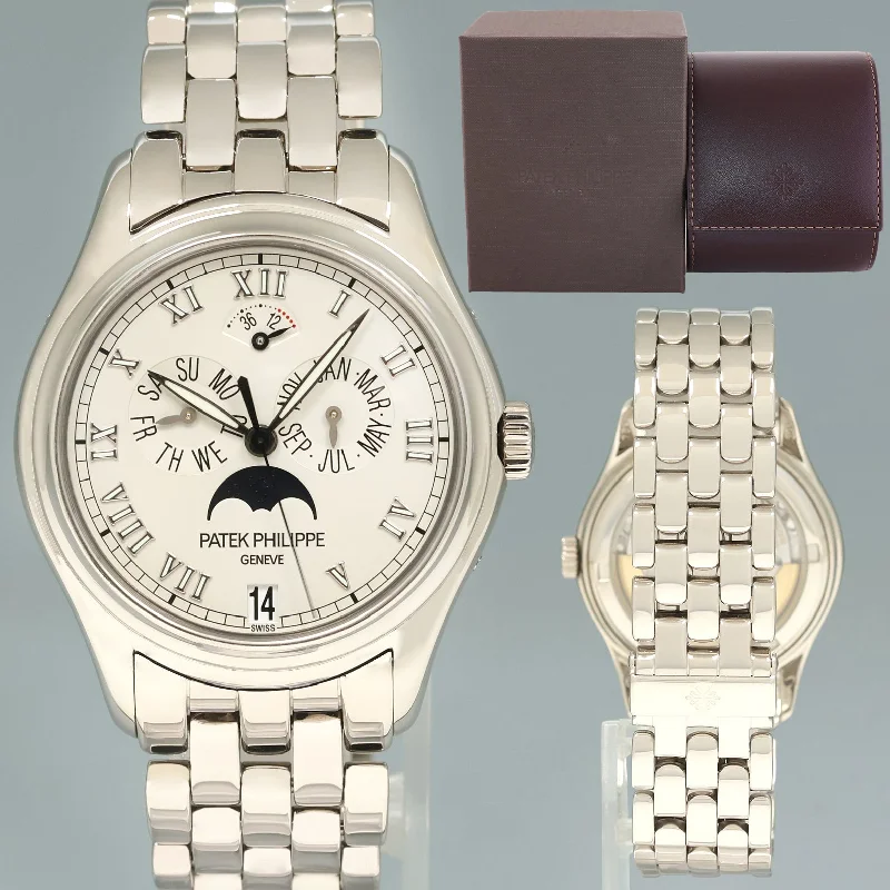 Unisex fitness watch with GPS-MINT Patek Philippe 5036G White Gold 37mm Annual Calendar Moon Phase Watch Box