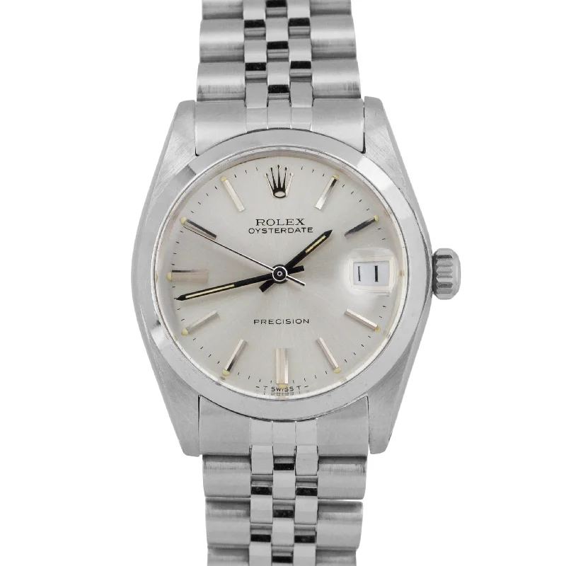 Unisex waterproof watches-1984 Rolex Oysterdate Precision SILVER Manual Stainless Steel JUBILEE 34mm 6466