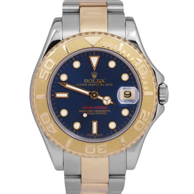 Unisex eco-friendly watches-2020 RSC PAPERS Rolex Yacht-Master Two-Tone 18K Gold BLUE 35mm Watch 168623 BOX