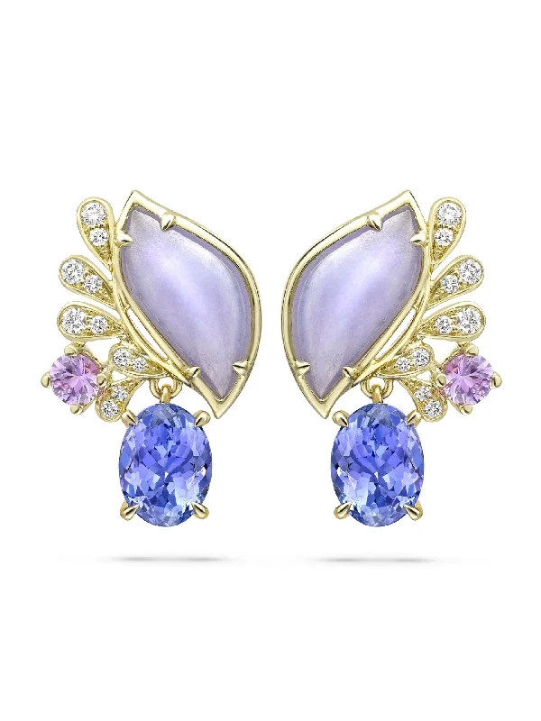 Women’s vintage earrings-A Family Journey Provence Tanzanite Yellow Gold Earrings