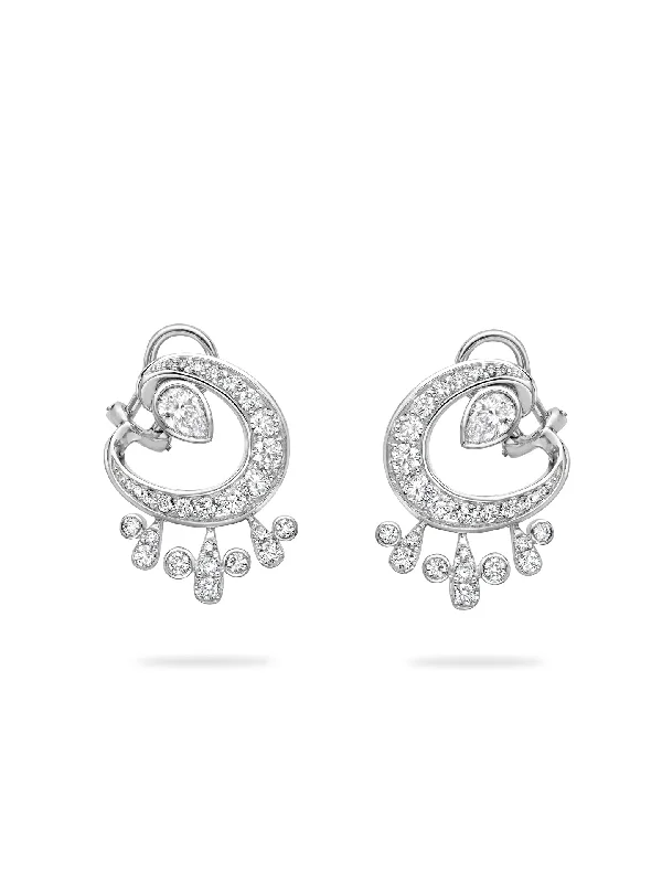 Women’s hoop earrings-Lucky Platinum Diamond Horseshoe Splash Earrings