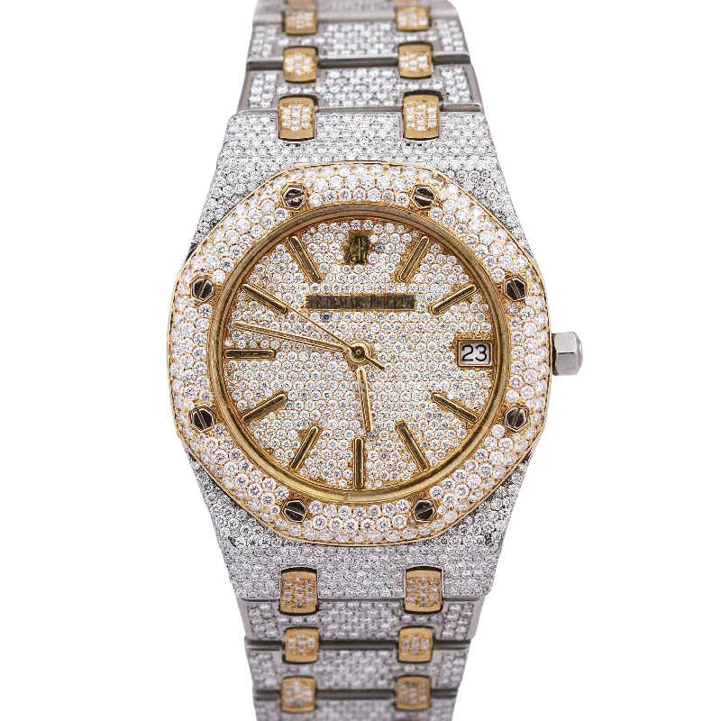 Unisex fashionable timepieces-Audemars Piguet Royal Oak PAVE DIAMOND Two-Tone 18K Gold Steel 35mm 14100SA