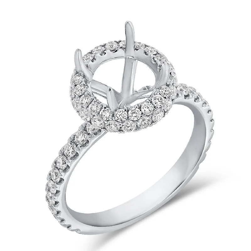 Women’s designer engagement rings-14K White Gold Diamond Round Halo Mounting