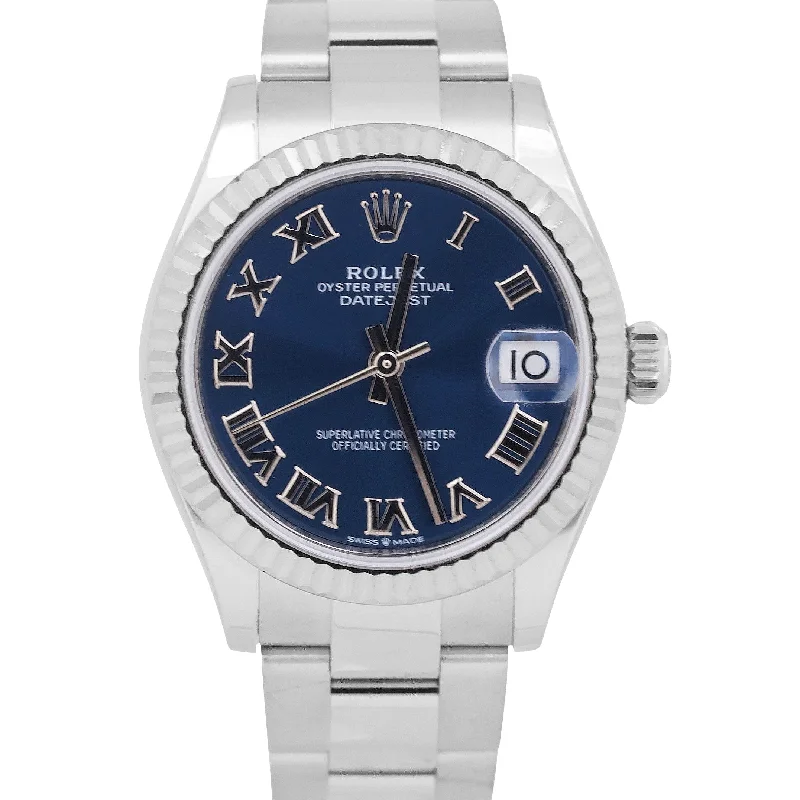 Unisex waterproof leather watches-MINT Ladies Rolex DateJust BLUE ROMAN 18K White Gold 31mm Oyster 178274 Watch