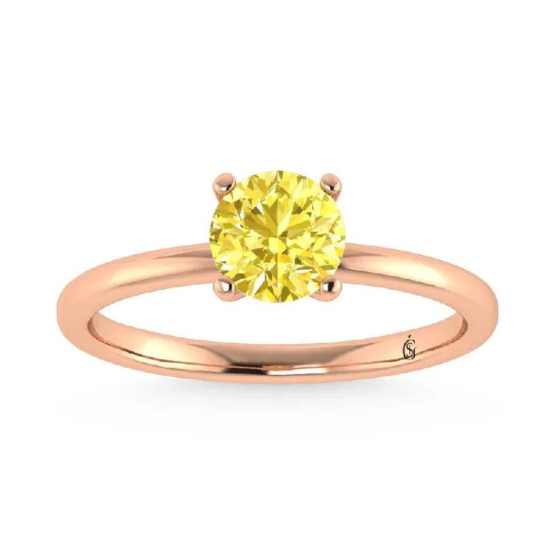 Women’s pave engagement rings-IGI Certified 14K Rose Gold Lab Grown Yellow Diamond 4 Ct.Tw. Solitaire Ring