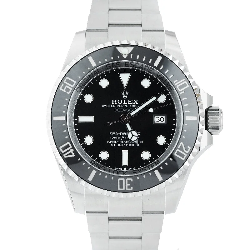 Unisex elegant watches-MINT 2022 Rolex Sea-Dweller Deepsea 126660 Black Stainless Steel Dive 44mm Watch