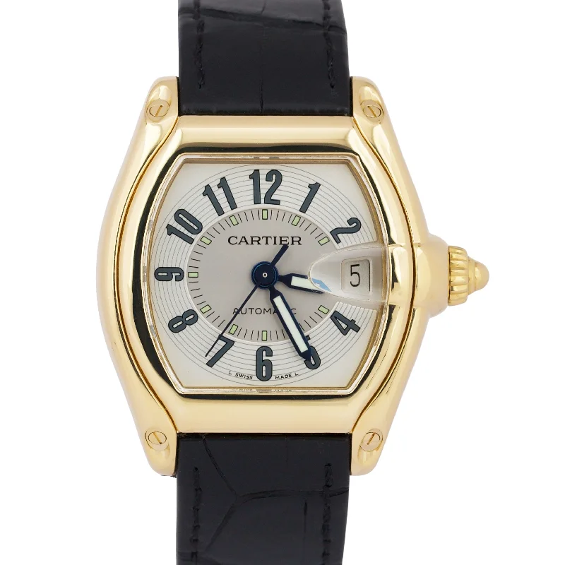 Unisex minimalist watches-MINT Cartier Roadster 37mm 18K Yellow Gold Leather Automatic 2524 W62005V2 Watch