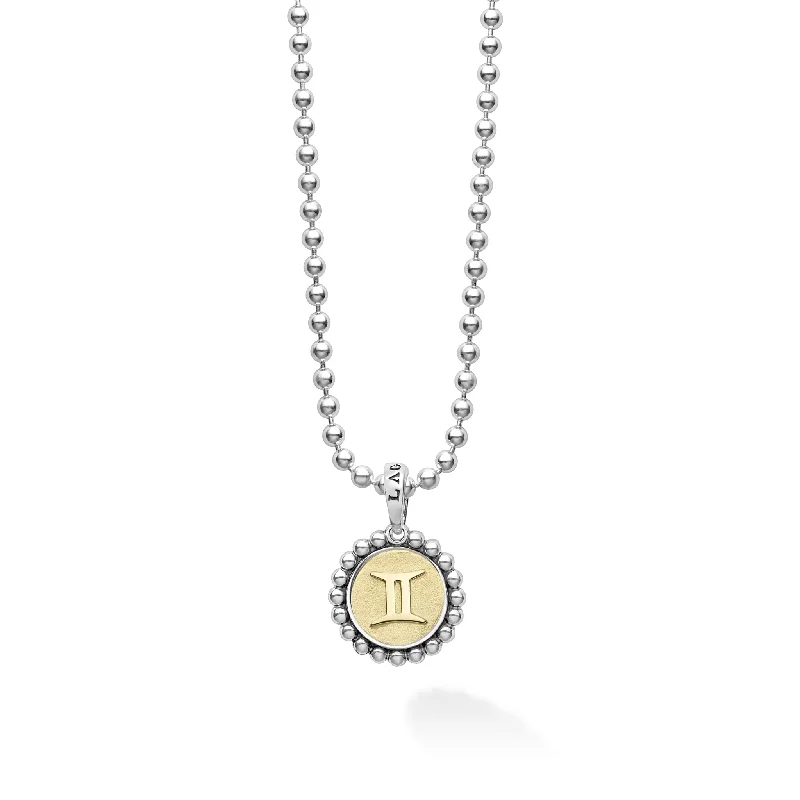 Women’s layered gold necklaces-Signature Caviar Gemini Zodiac Charm Necklace