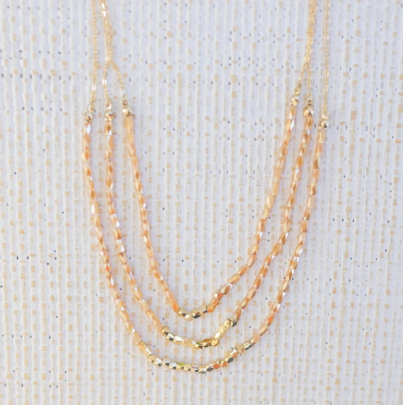 Women’s vintage necklaces-Triple Layer Champagne Bubble Necklace