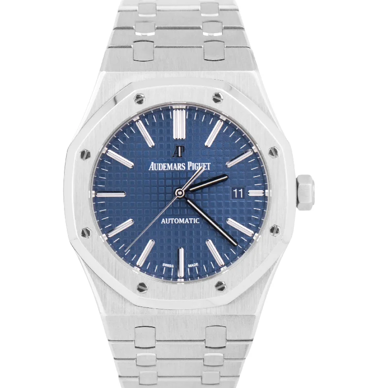 Unisex dress watches-MINT Audemars Piguet Royal Oak BLUE 41mm Stainless Watch 15400ST.OO.1220ST.03