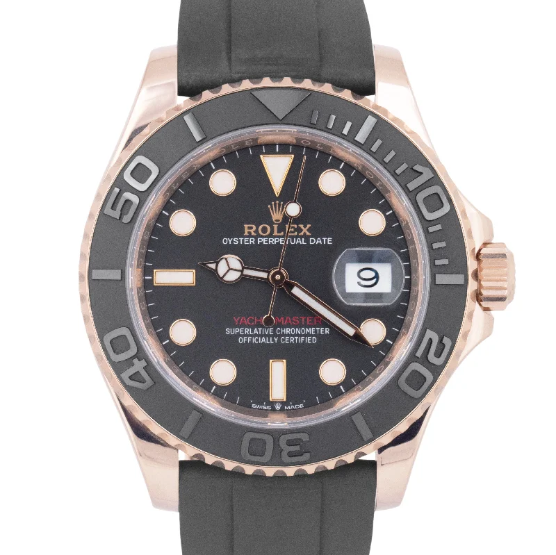 Unisex eco-friendly watches-MINT PAPERS Rolex Yacht-Master 18K Everose Gold Oysterflex 40mm 126655 BOX