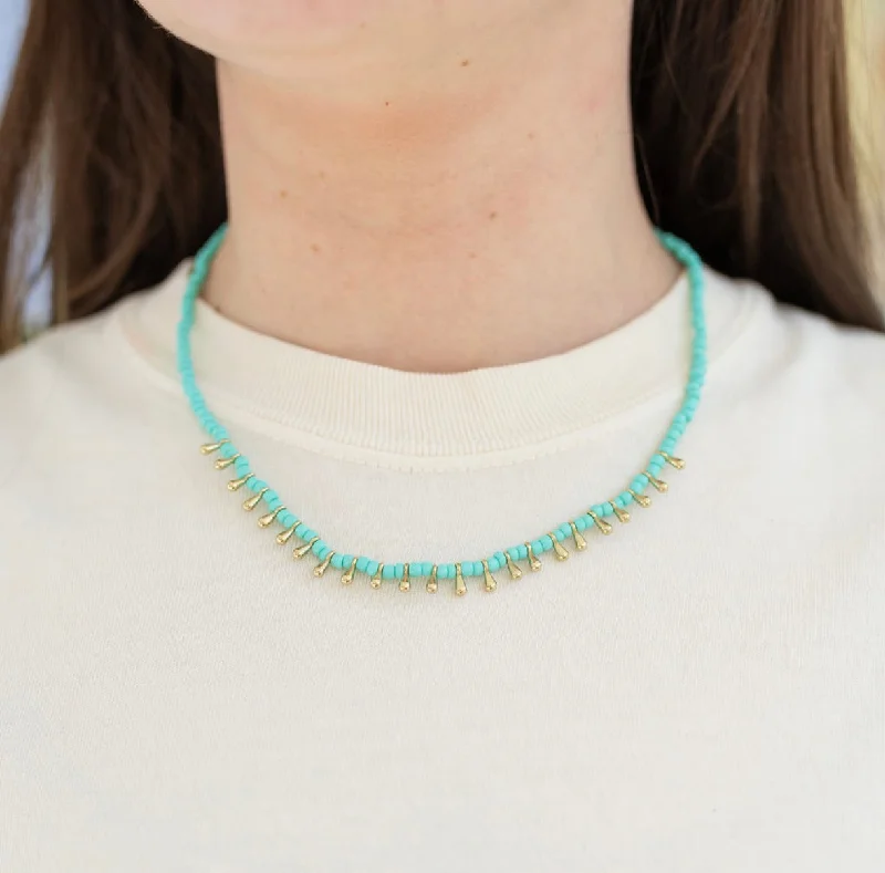 Women’s delicate necklaces-Turquoise Teardrop Necklace